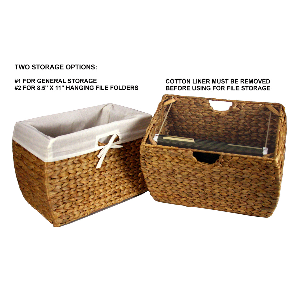 Basket File Inserts Seagrass Basket Hanging File Folder Storage with Liner Work From Home ...